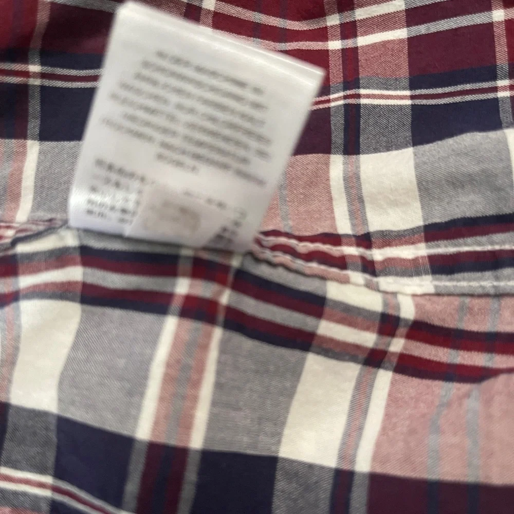 J. Crew Mercantile Plaid Cotton Button Down Shirt Maroon/ Blue / White‎